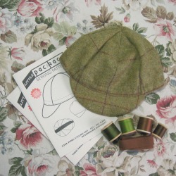green wool tweed hat