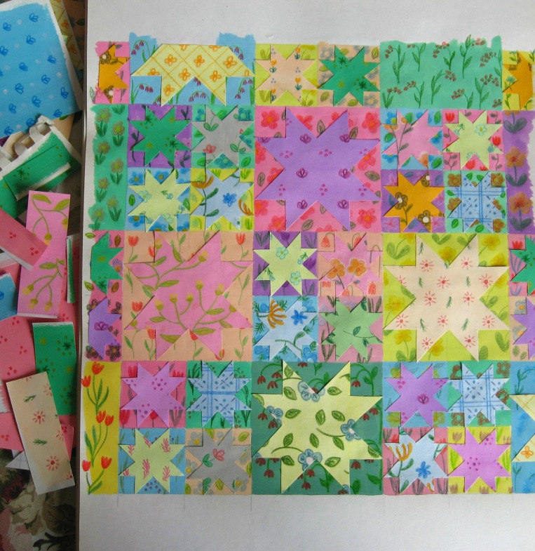glued down paper stars